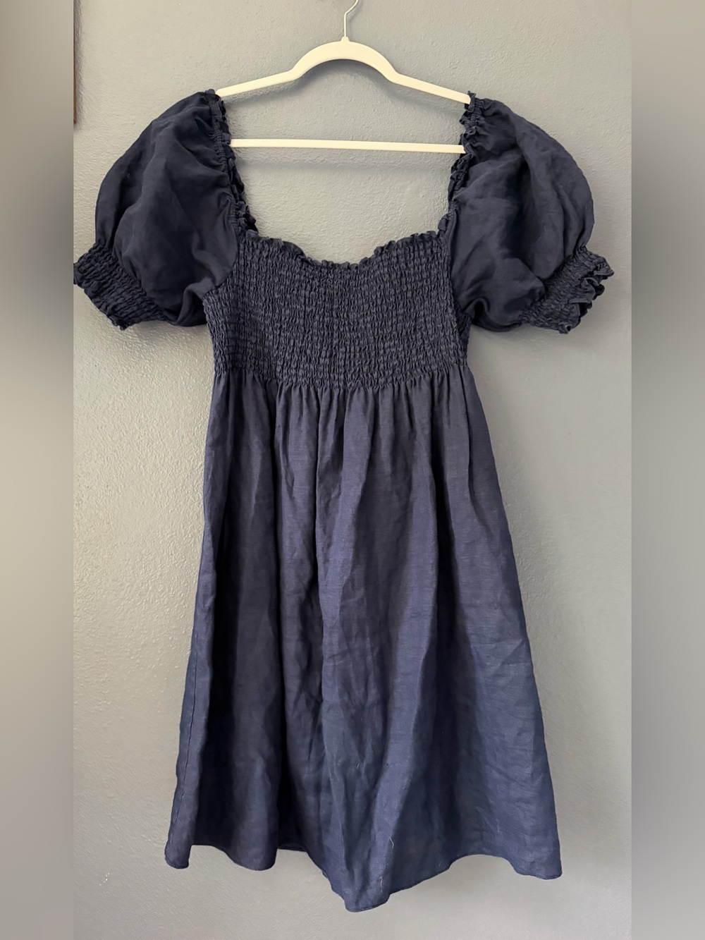 Hill House linen navy blue nap dress sz L